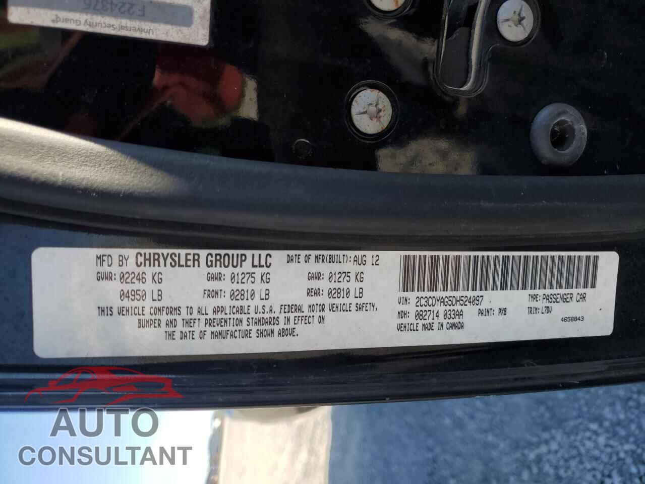 DODGE CHALLENGER 2013 - 2C3CDYAG5DH524097