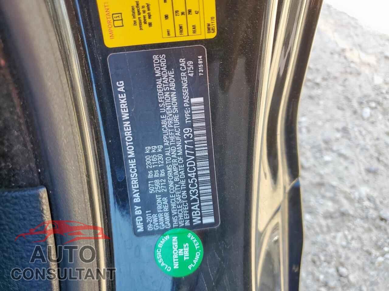 BMW 6 SERIES 2012 - WBALX3C54CDV77139