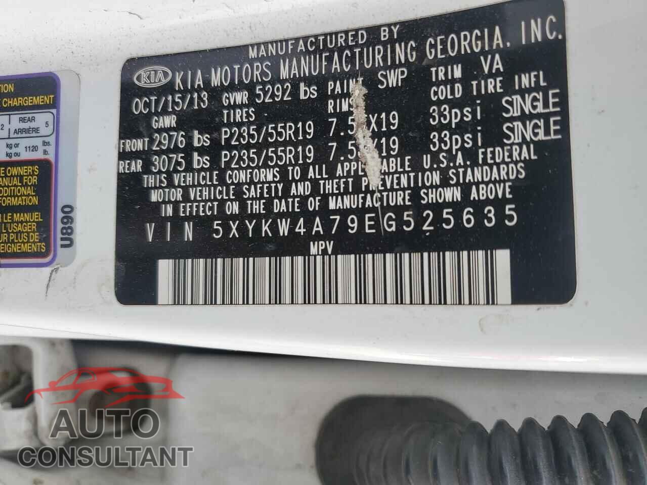 KIA SORENTO 2014 - 5XYKW4A79EG525635