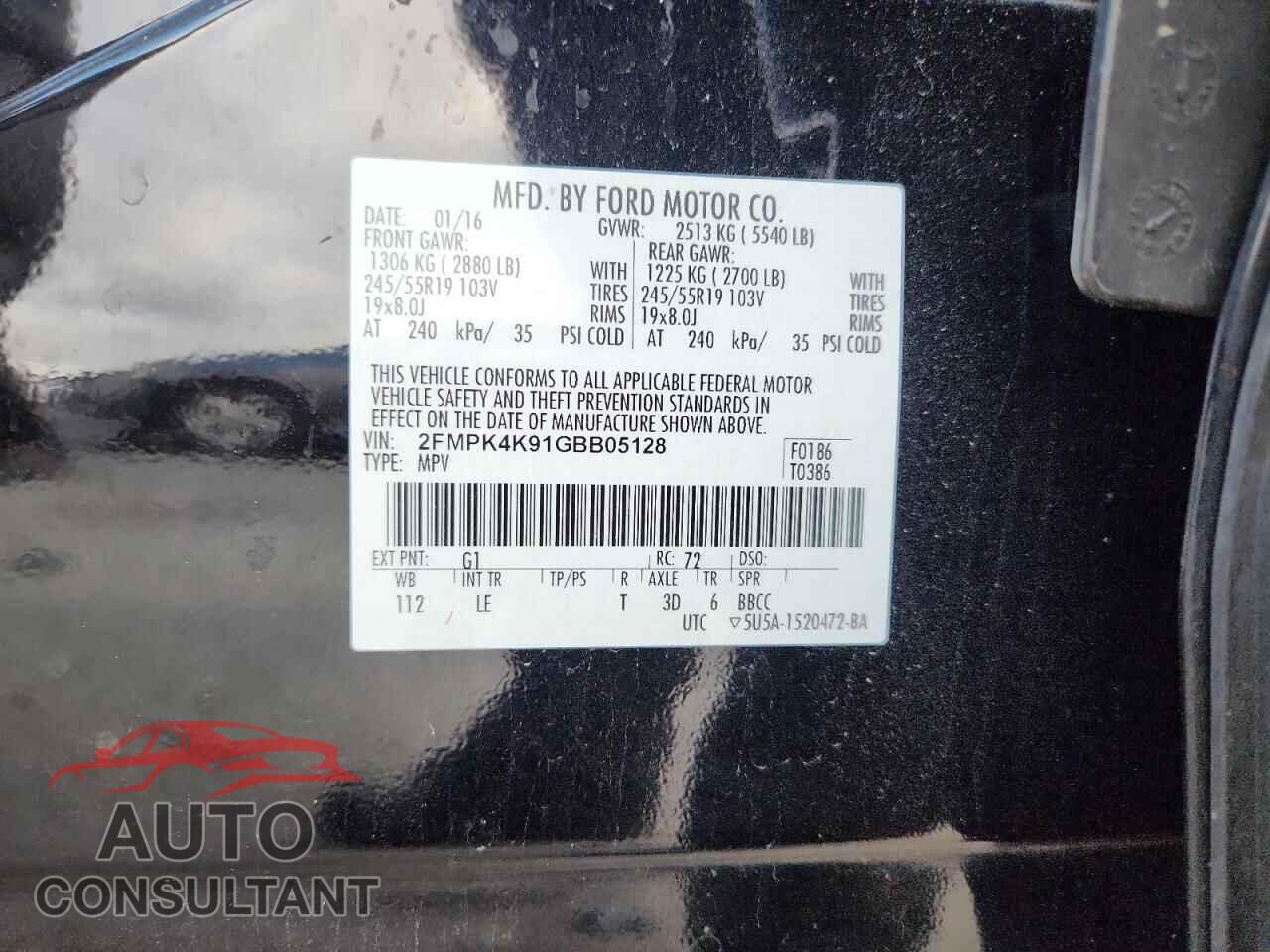 FORD EDGE 2016 - 2FMPK4K91GBB05128