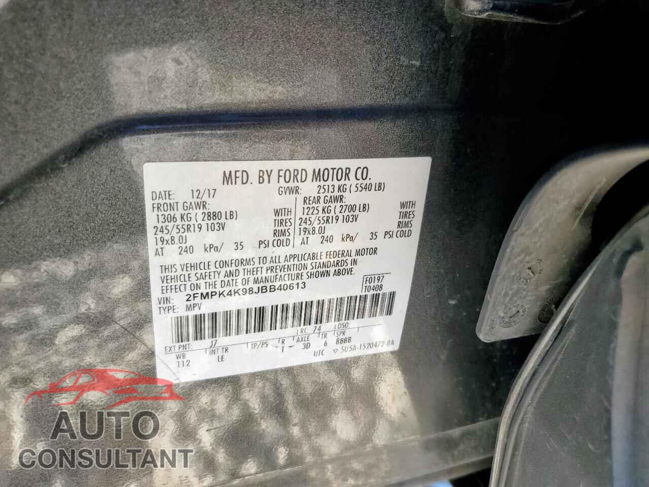 FORD EDGE 2018 - 2FMPK4K98JBB40613
