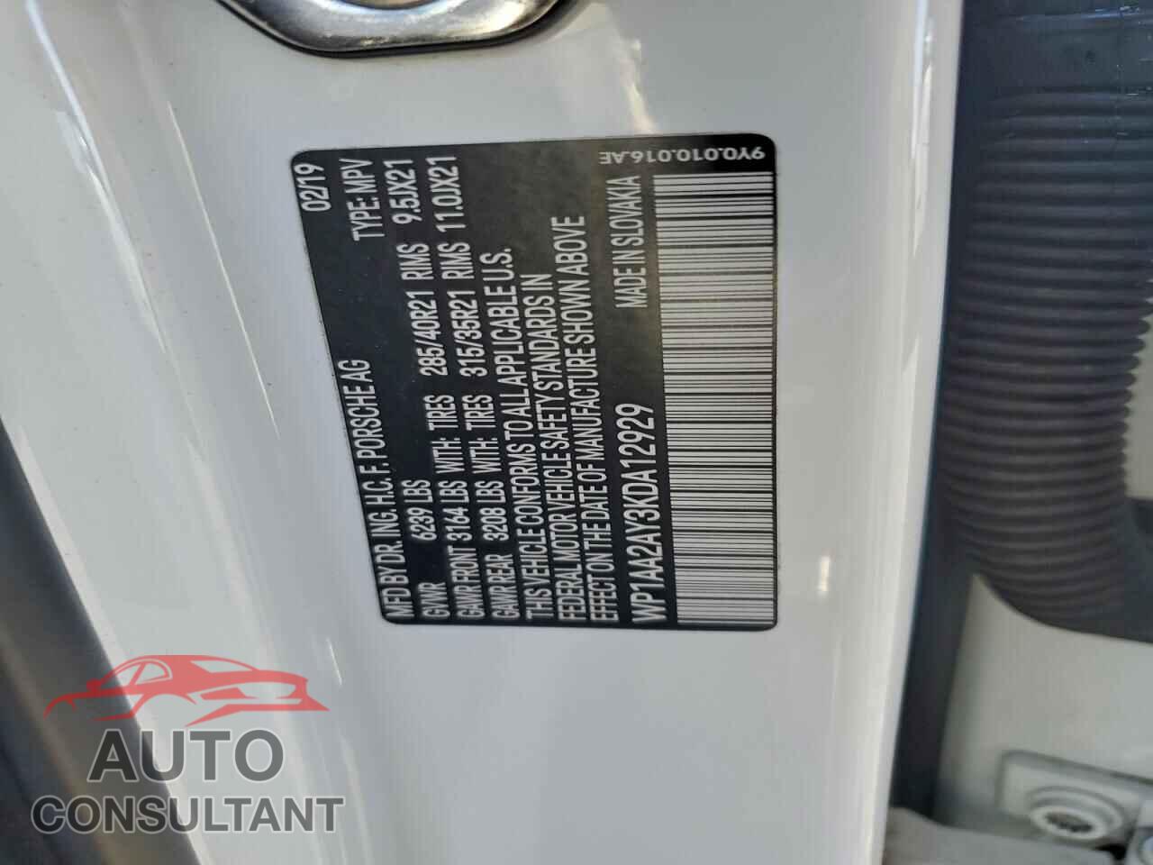 PORSCHE CAYENNE 2019 - WP1AA2AY3KDA12929