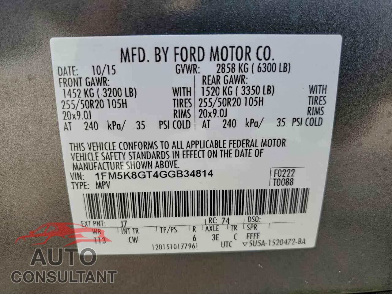 FORD EXPLORER 2016 - 1FM5K8GT4GGB34814