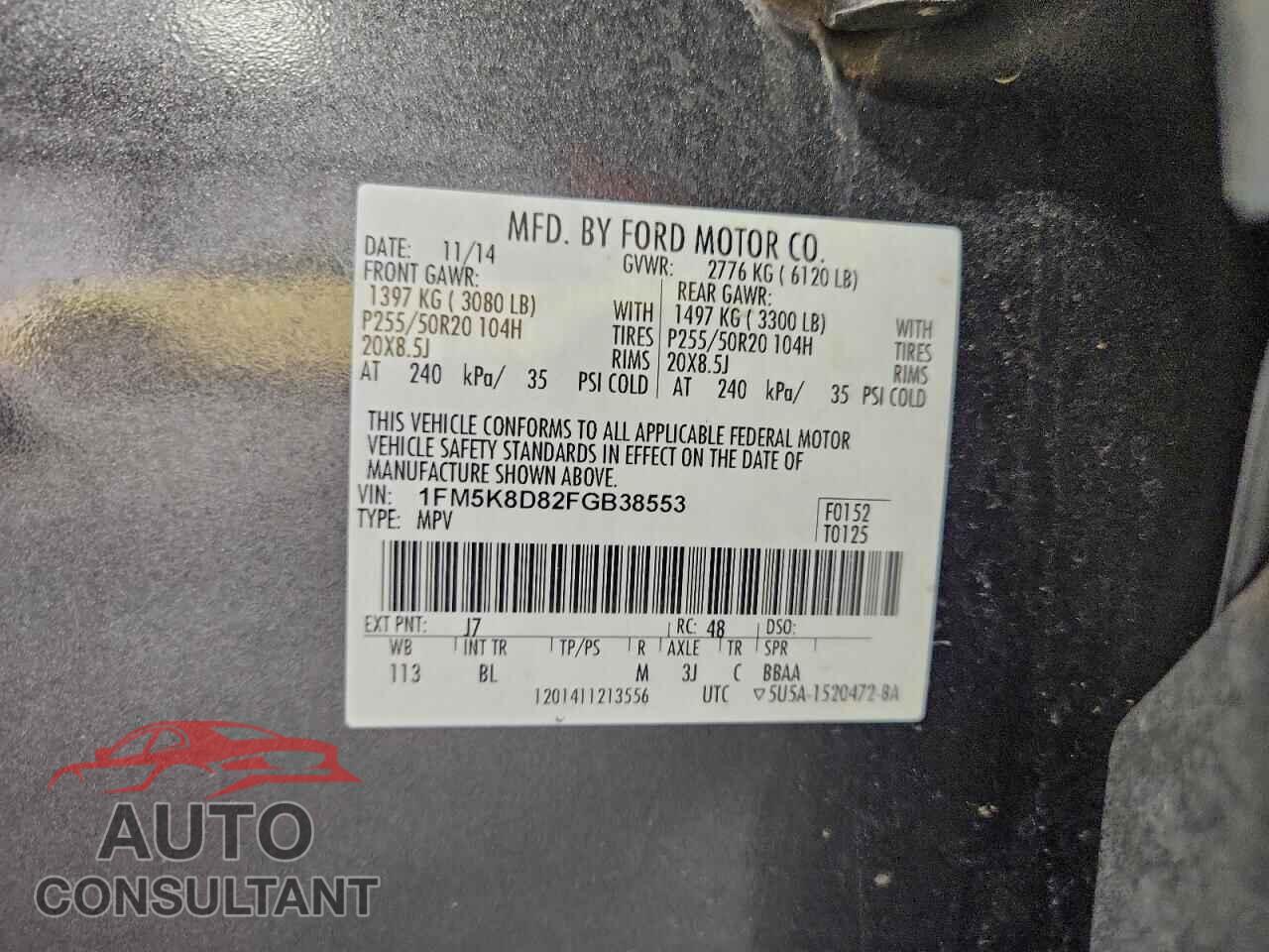 FORD EXPLORER 2015 - 1FM5K8D82FGB38553