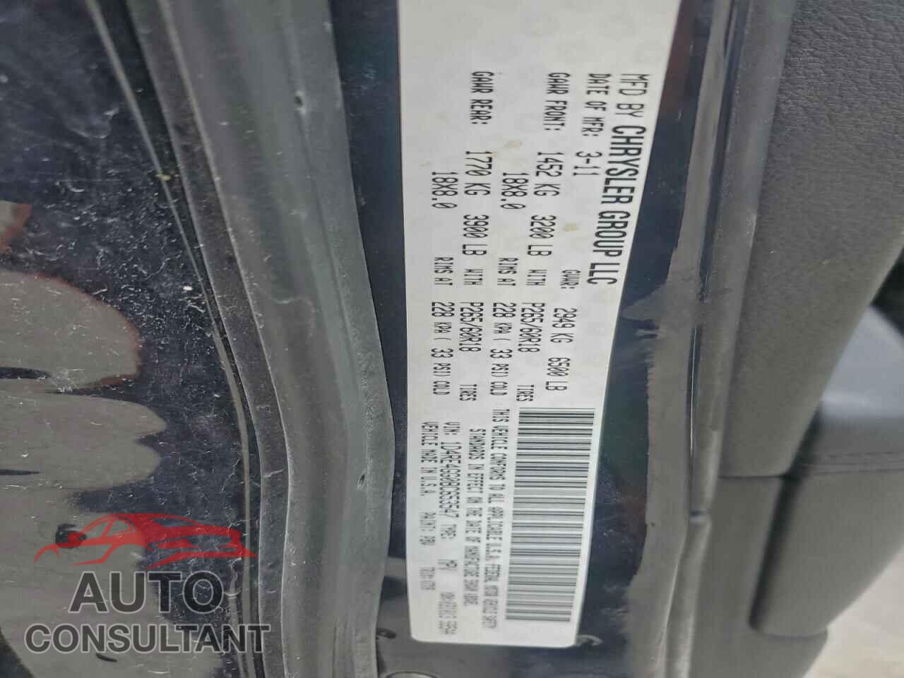 DODGE DURANGO 2011 - 1D4RE4GG0BC653547