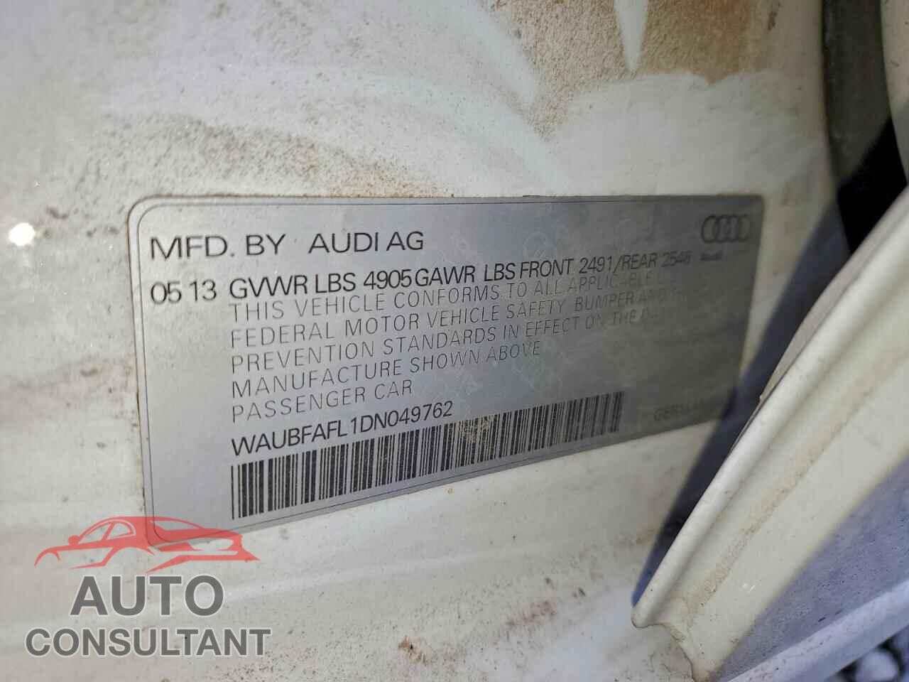 AUDI A4 2013 - WAUBFAFL1DN049762