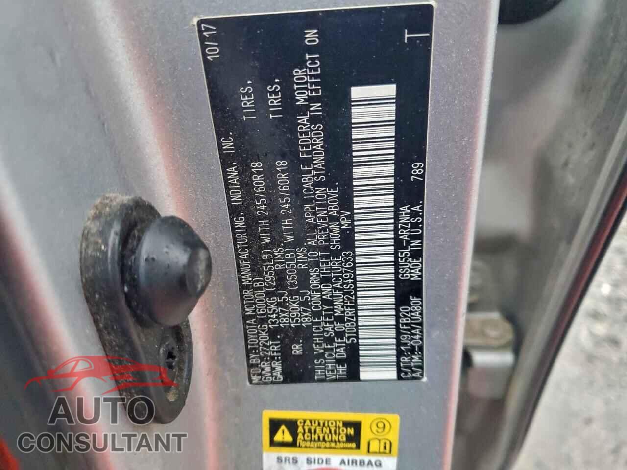 TOYOTA HIGHLANDER 2018 - 5TDBZRFH2JS497633