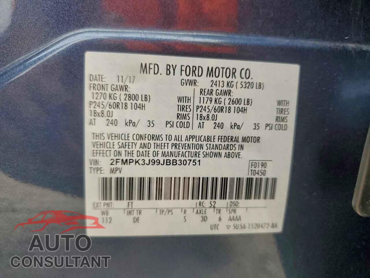 FORD EDGE 2018 - 2FMPK3J99JBB30751