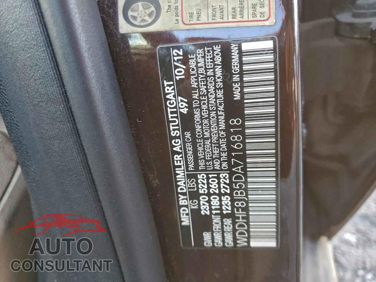 MERCEDES-BENZ E-CLASS 2013 - WDDHF8JB5DA716818