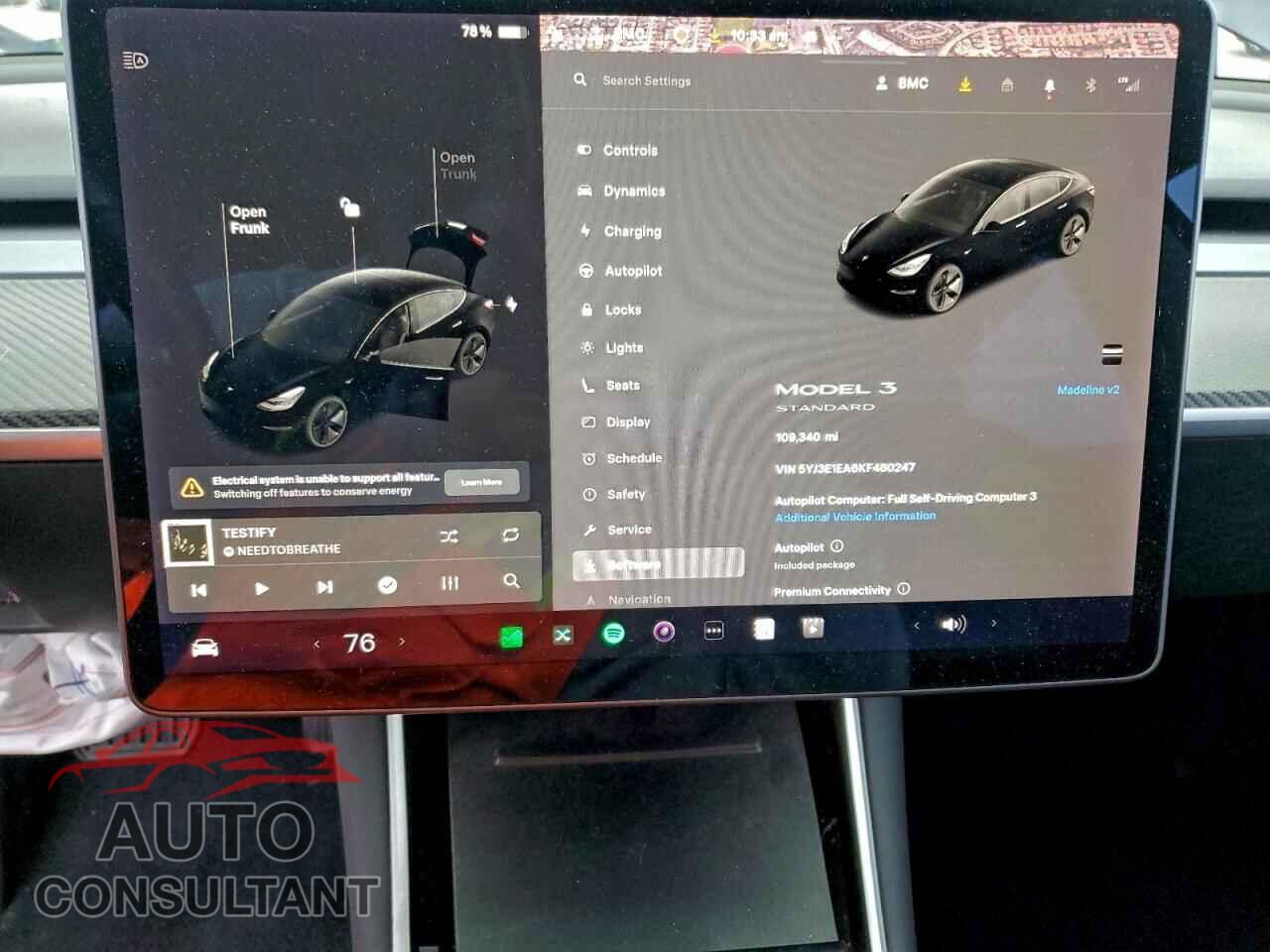 TESLA MODEL 3 2019 - 5YJ3E1EA6KF480247