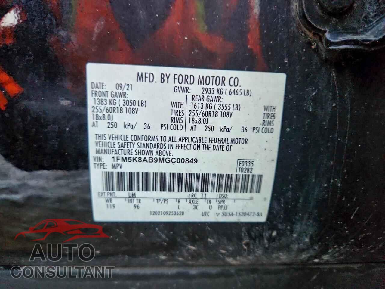 FORD EXPLORER 2021 - 1FM5K8AB9MGC00849