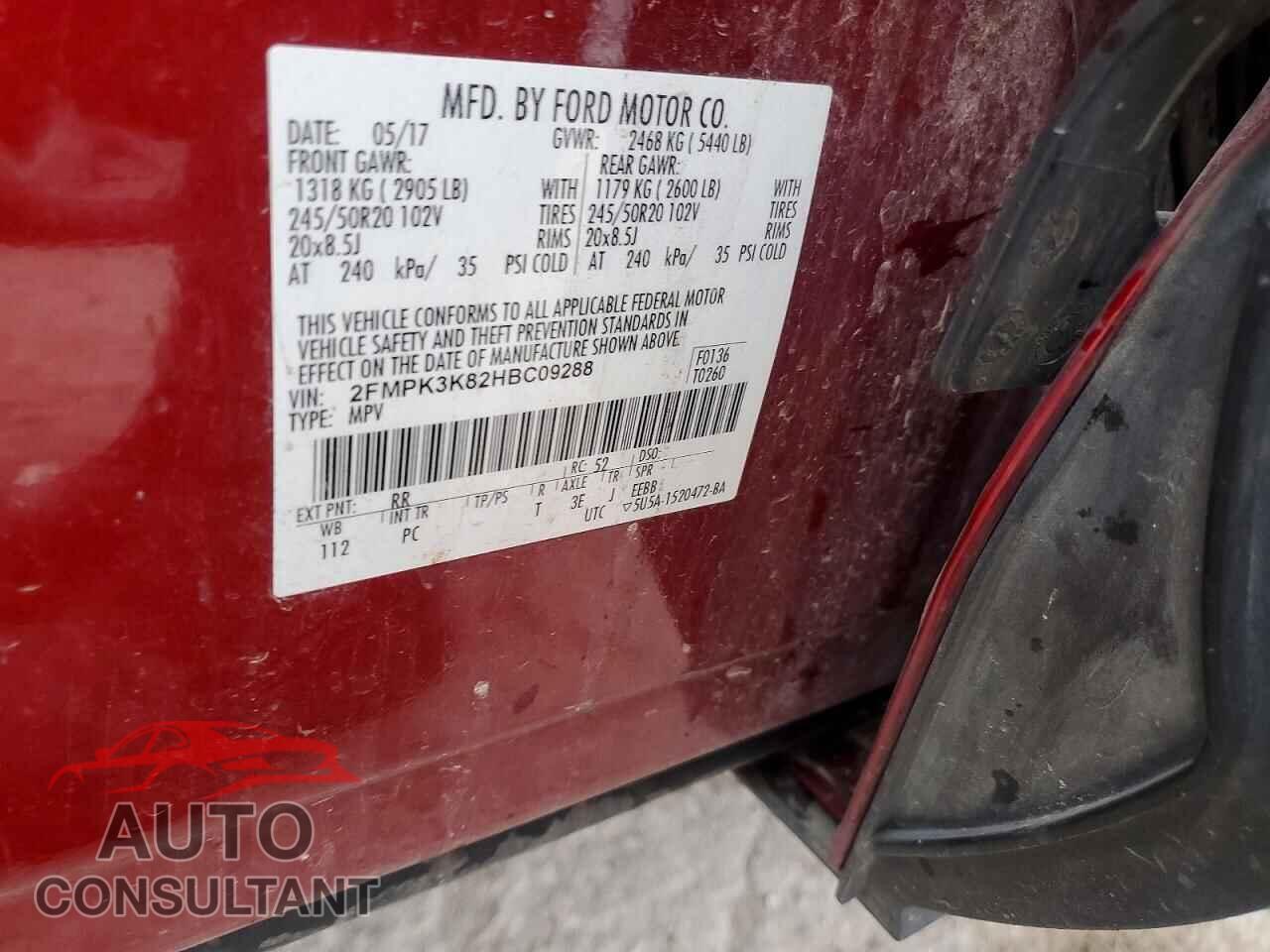 FORD EDGE 2017 - 2FMPK3K82HBC09288