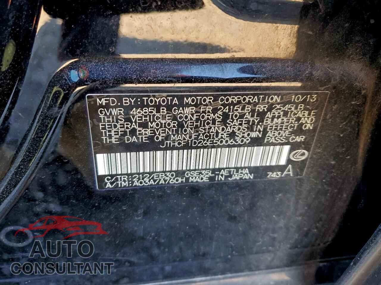 LEXUS IS 2014 - JTHCF1D26E5006309