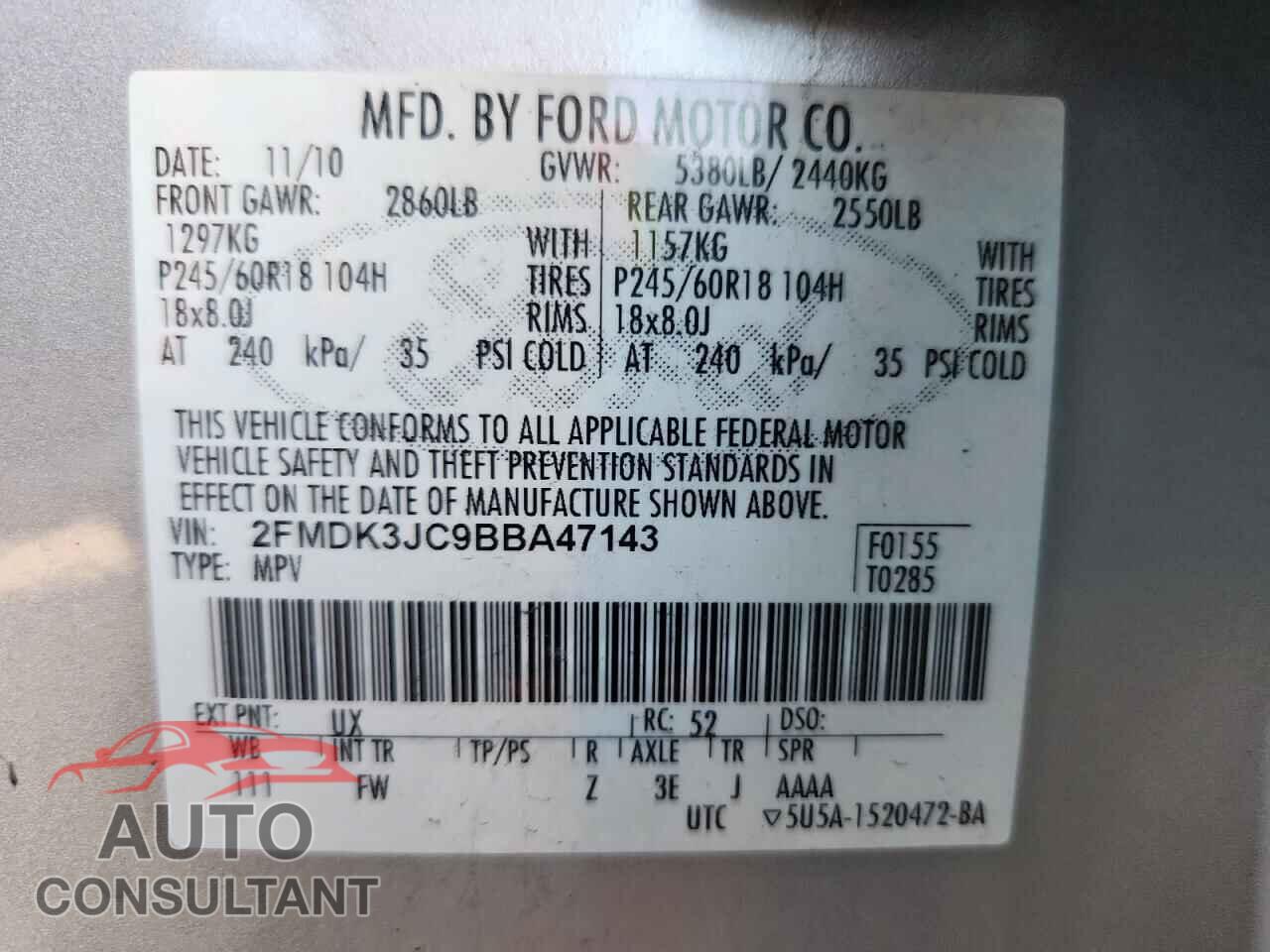 FORD EDGE 2011 - 2FMDK3JC9BBA47143