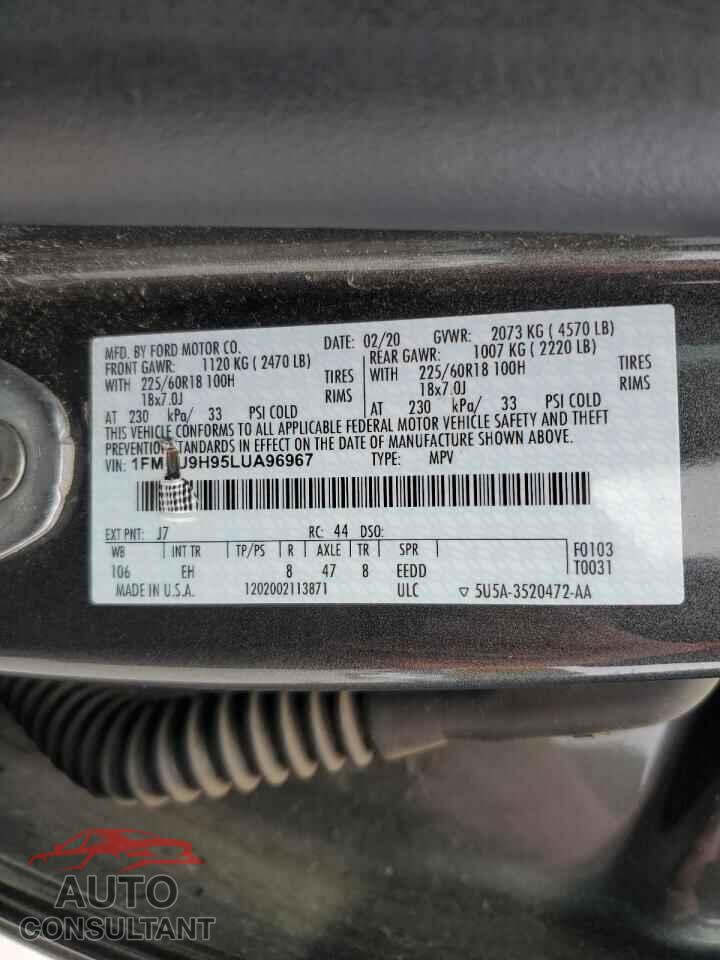 FORD ESCAPE 2020 - 1FMCU9H95LUA96967