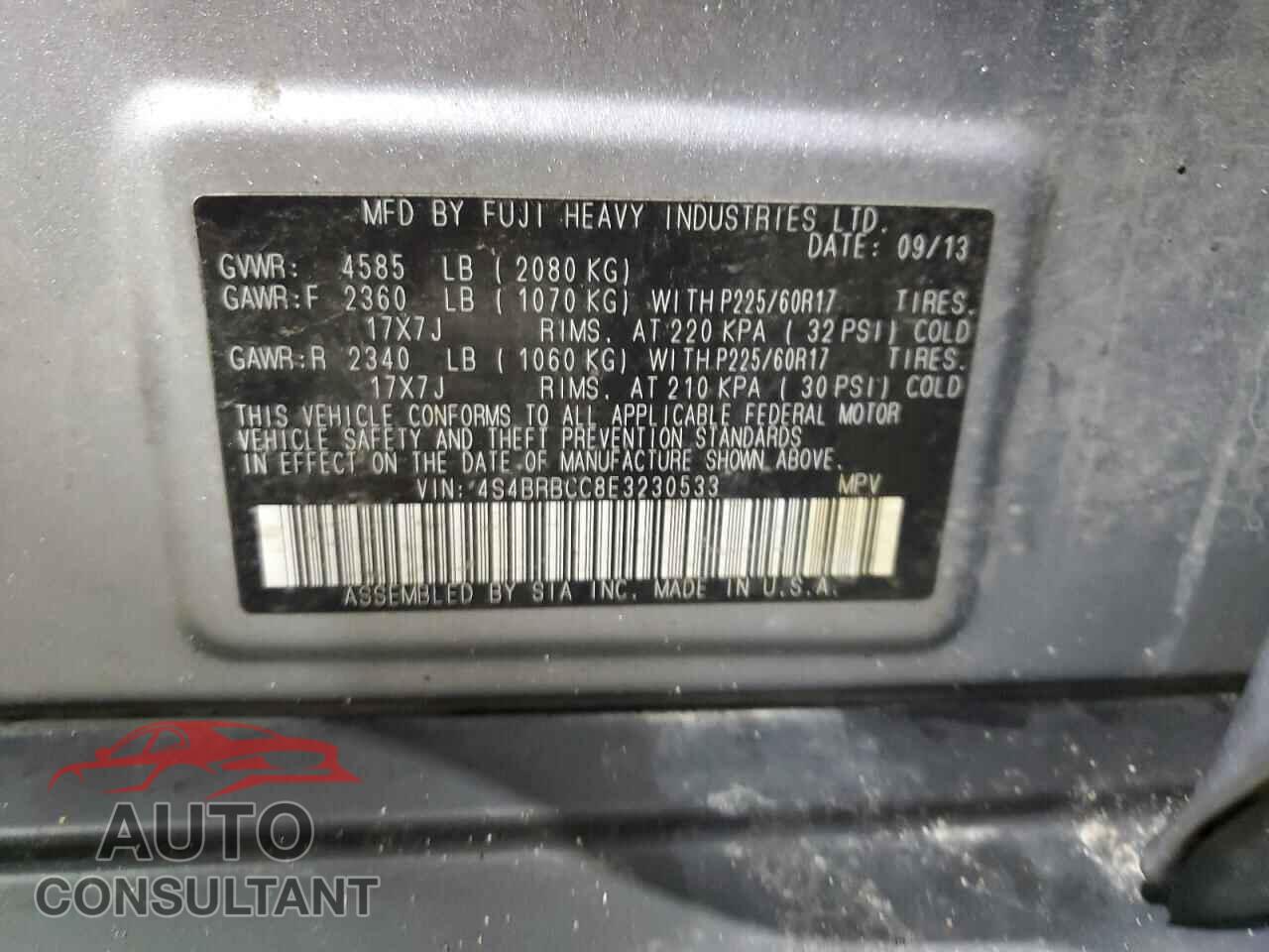 SUBARU OUTBACK 2014 - 4S4BRBCC8E3230533