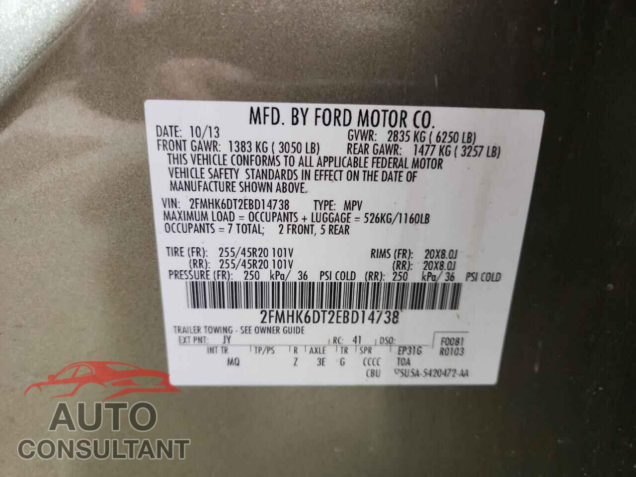 FORD FLEX 2014 - 2FMHK6DT2EBD14738