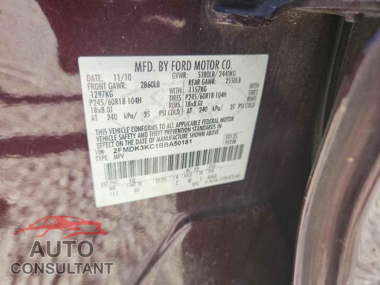 FORD EDGE 2011 - 2FMDK3KC1BBA50181