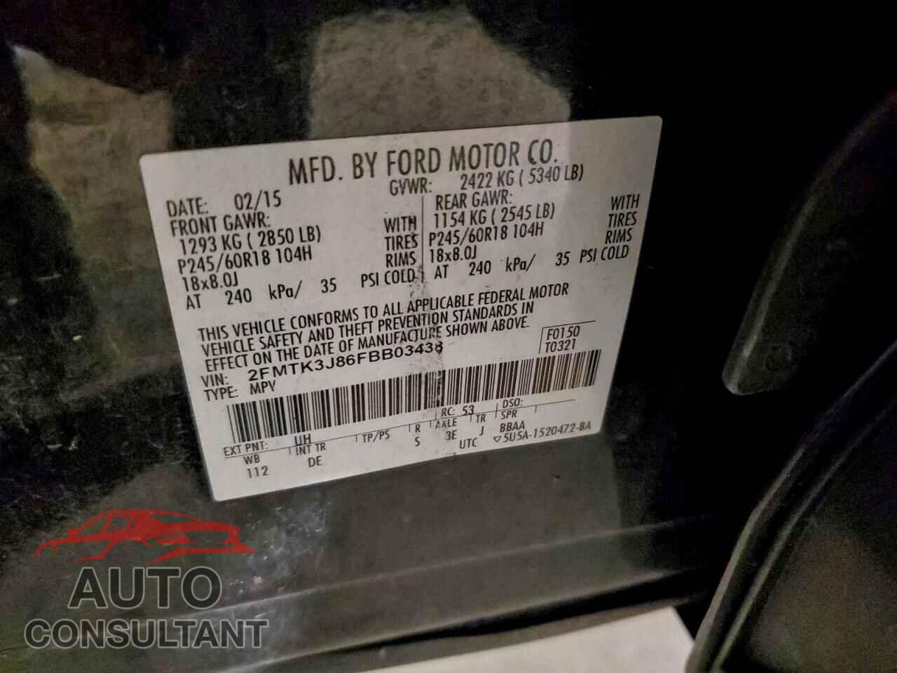 FORD EDGE 2015 - 2FMTK3J86FBB03438