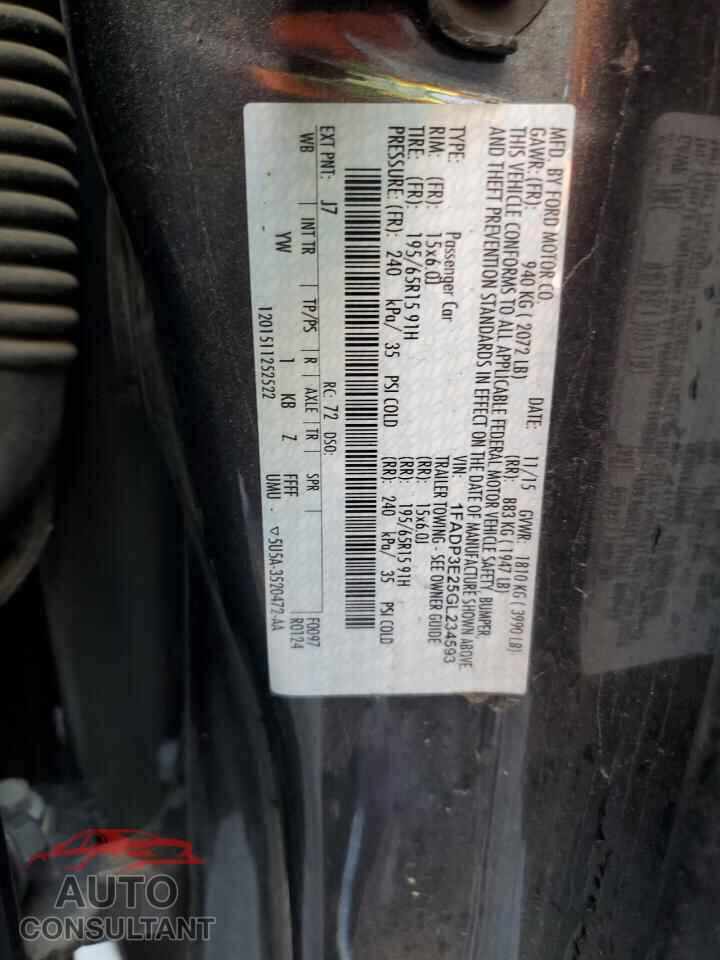 FORD FOCUS 2016 - 1FADP3E25GL234593