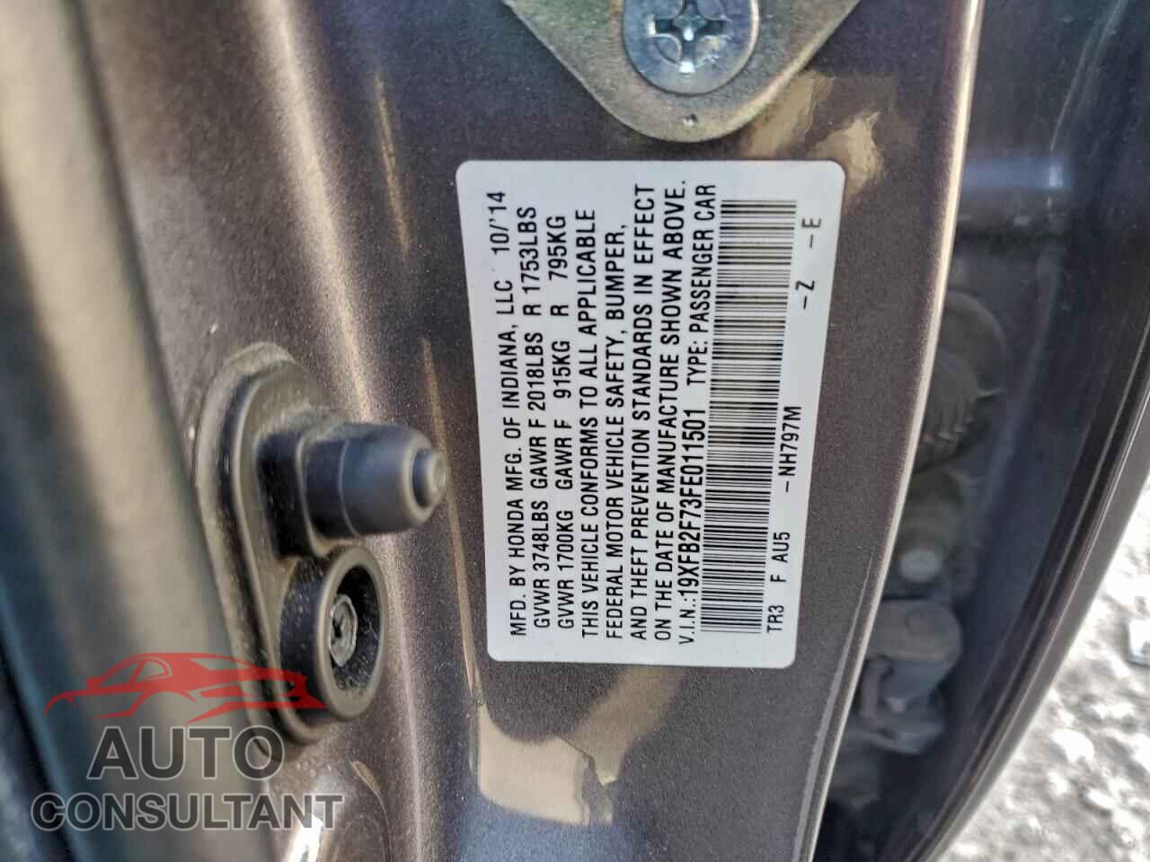 HONDA CIVIC 2015 - 19XFB2F73FE011501