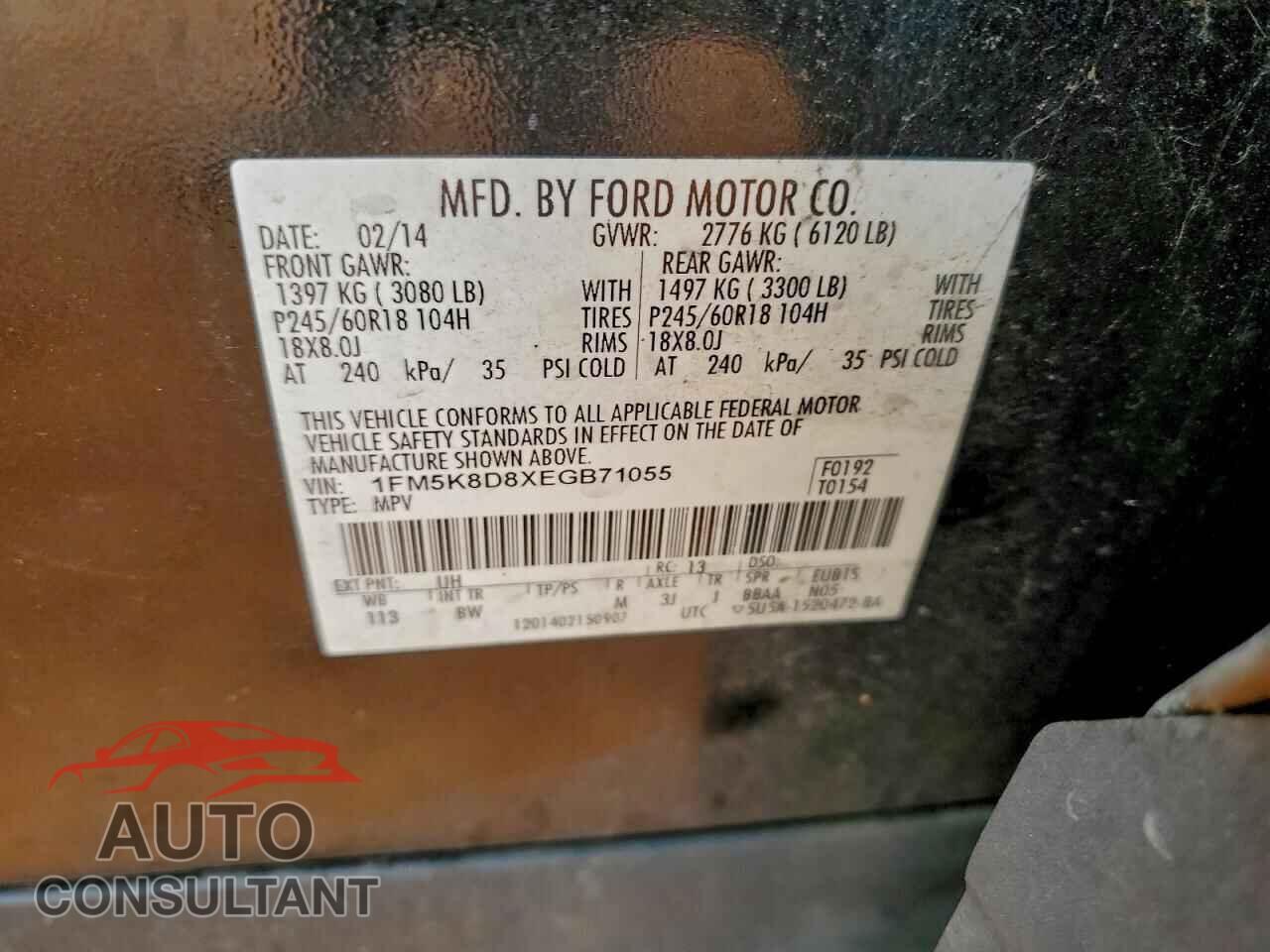 FORD EXPLORER 2014 - 1FM5K8D8XEGB71055