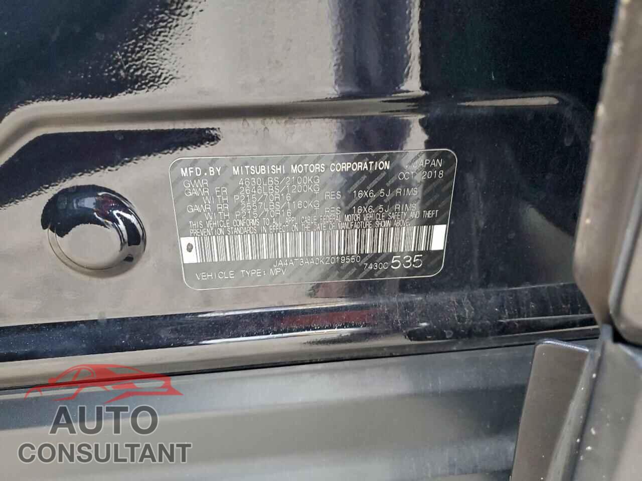 MITSUBISHI ECLIPSE 2019 - JA4AT3AA0KZ019550