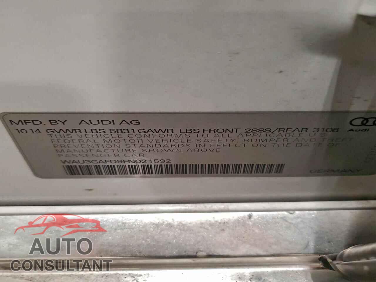 AUDI A8 2015 - WAU3GAFD9FN021592
