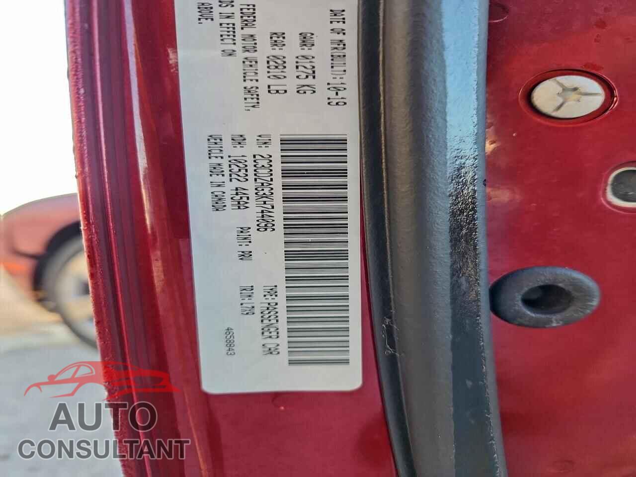 DODGE CHALLENGER 2019 - 2C3CDZAG3KH744096