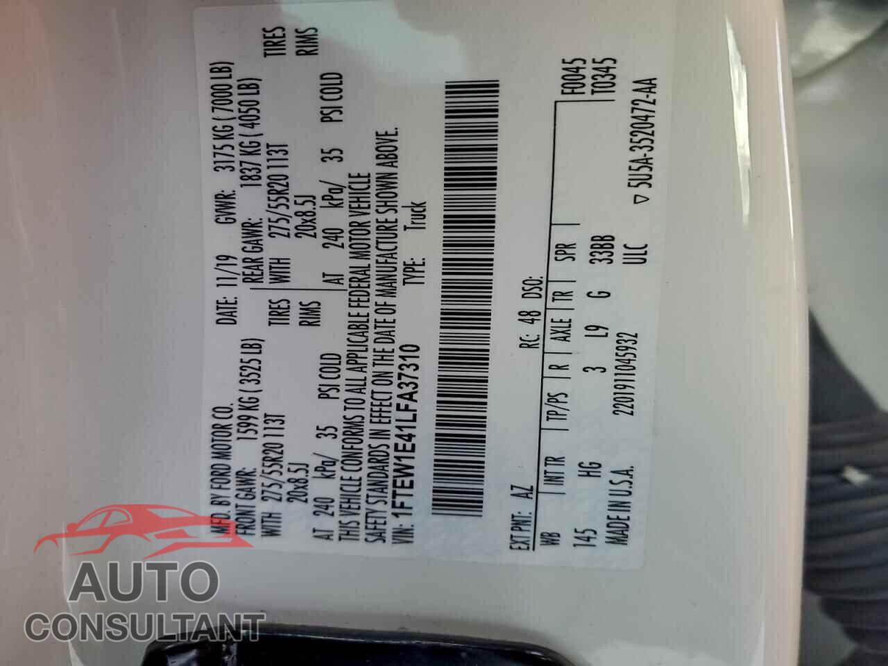 FORD F-150 2020 - 1FTEW1E41LFA37310