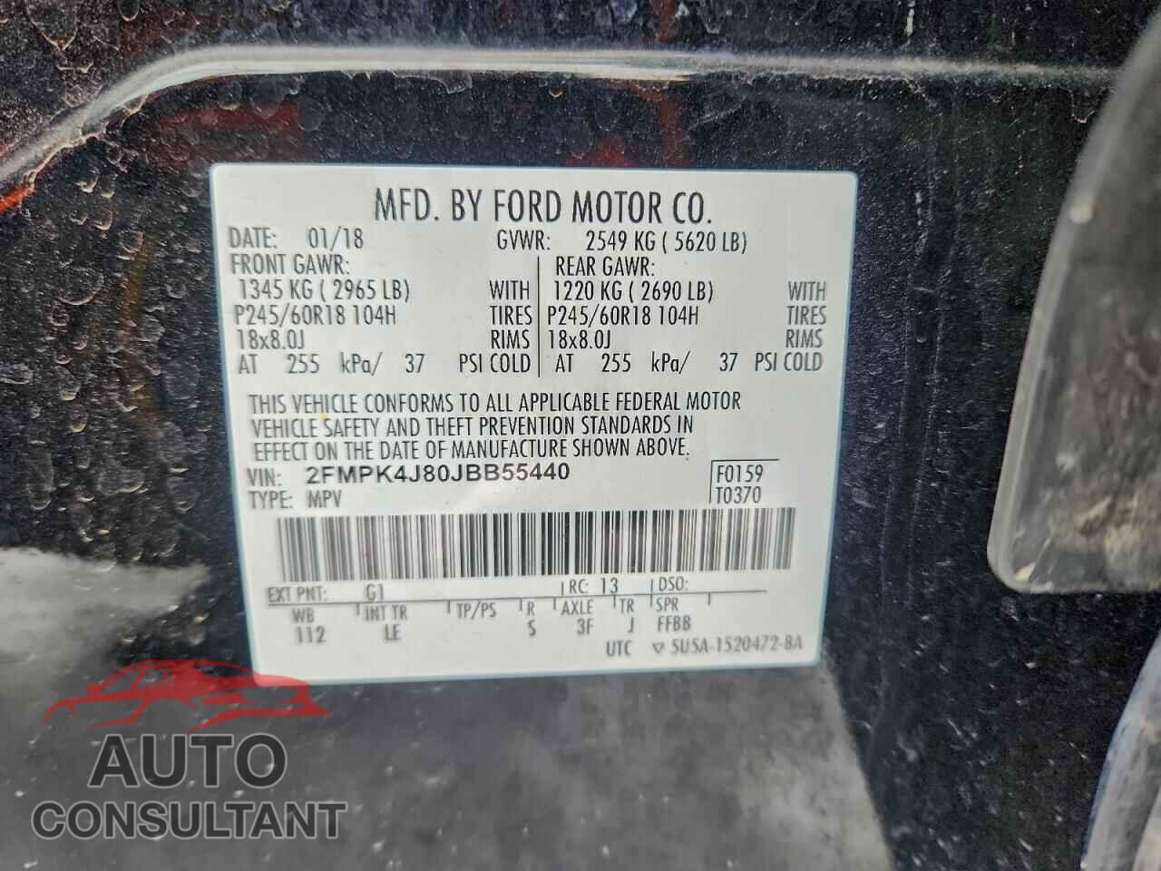 FORD EDGE 2018 - 2FMPK4J80JBB55440