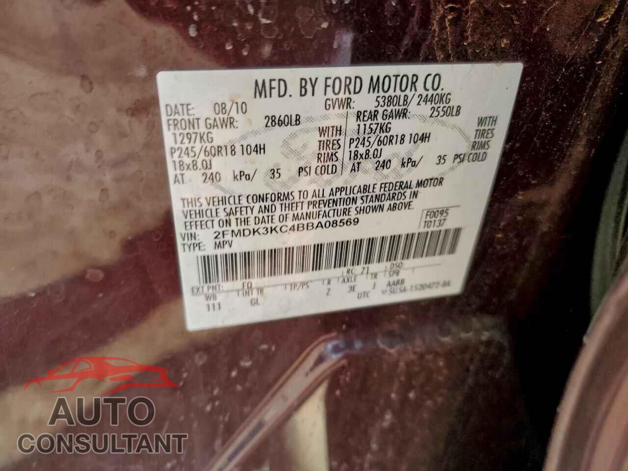 FORD EDGE 2011 - 2FMDK3KC4BBA08569