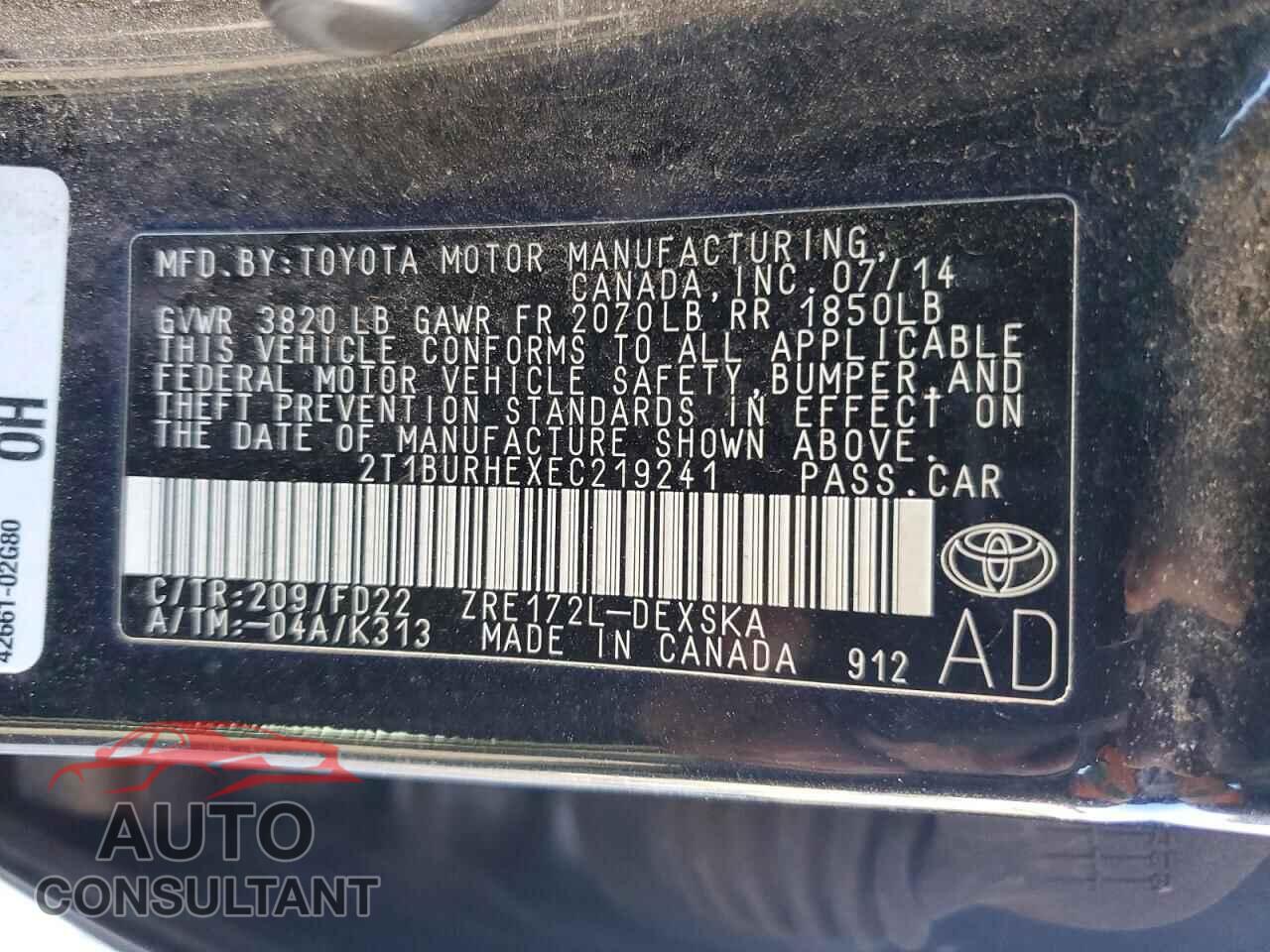TOYOTA COROLLA 2014 - 2T1BURHEXEC219241