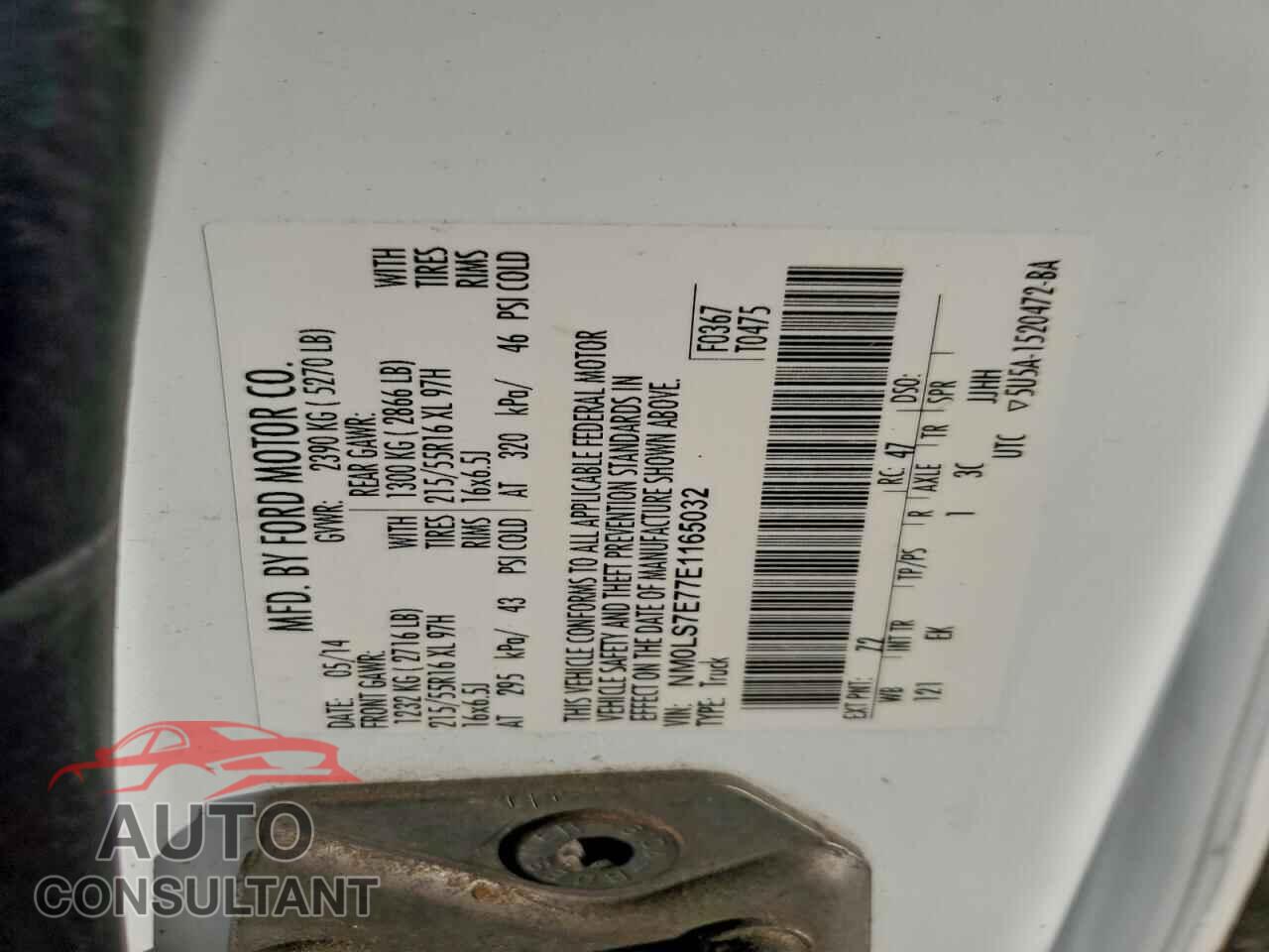 FORD TRANSIT 2014 - NM0LS7E77E1165032