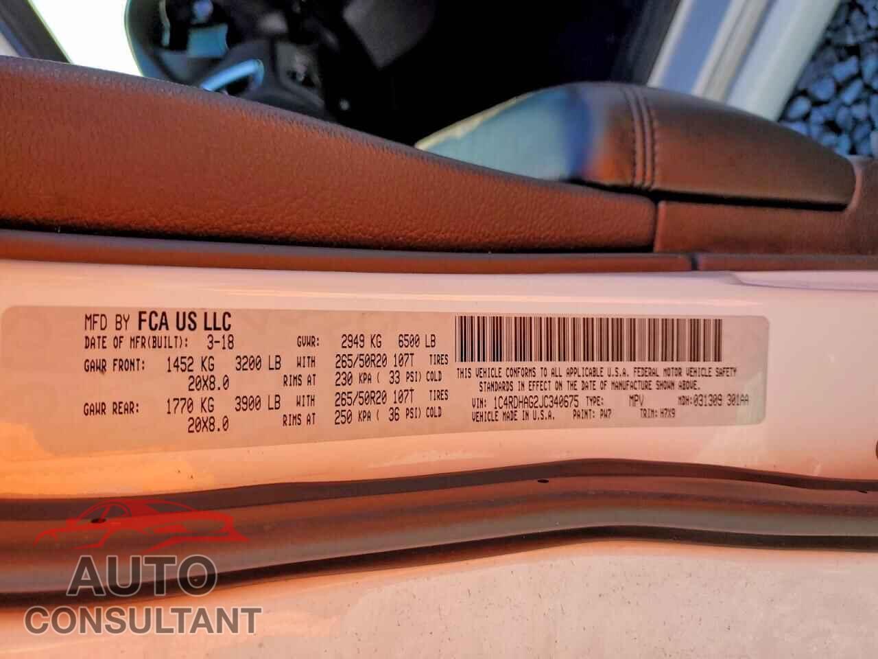 DODGE DURANGO 2018 - 1C4RDHAG2JC340675