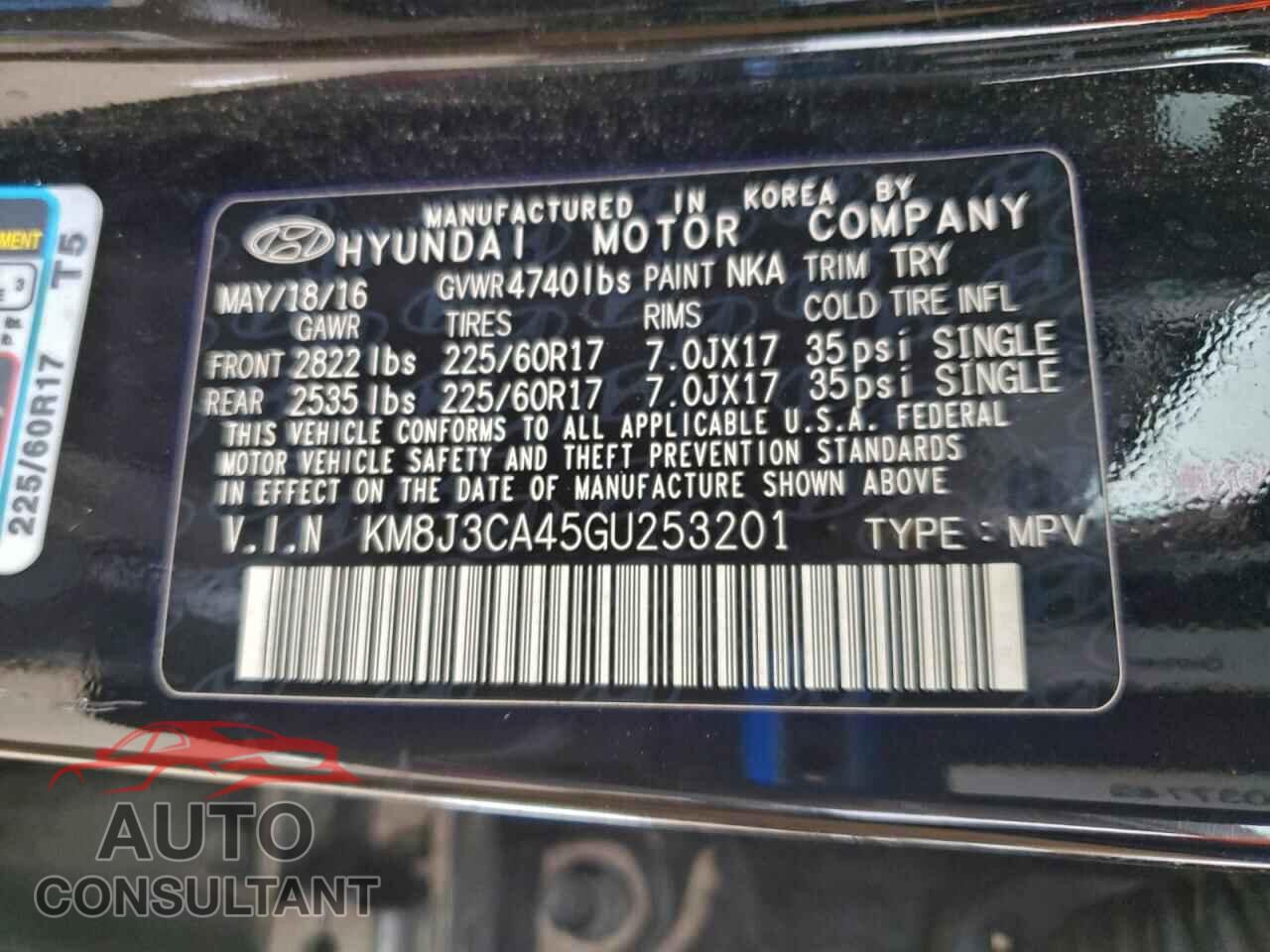 HYUNDAI TUCSON 2016 - KM8J3CA45GU253201