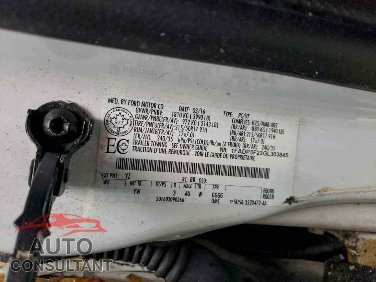 FORD FOCUS 2016 - 1FADP3F23GL303845
