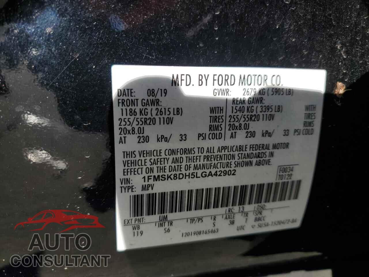 FORD EXPLORER 2020 - 1FMSK8DH5LGA42902