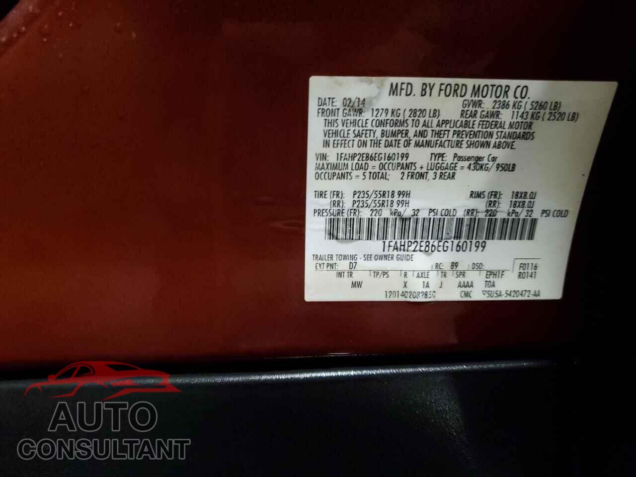 FORD TAURUS 2014 - 1FAHP2E86EG160199