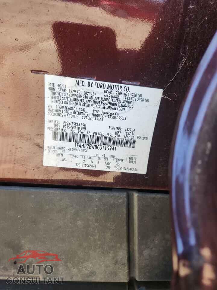 FORD TAURUS 2012 - 1FAHP2EW8CG115941