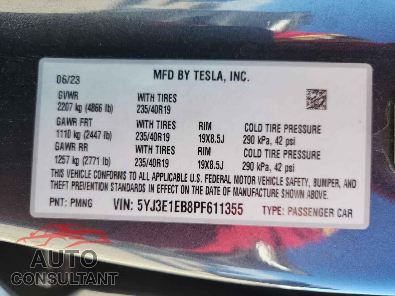 TESLA MODEL 3 2023 - 5YJ3E1EB8PF611355