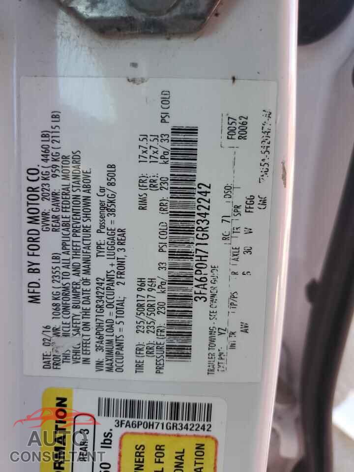 FORD FUSION 2016 - 3FA6P0H71GR342242