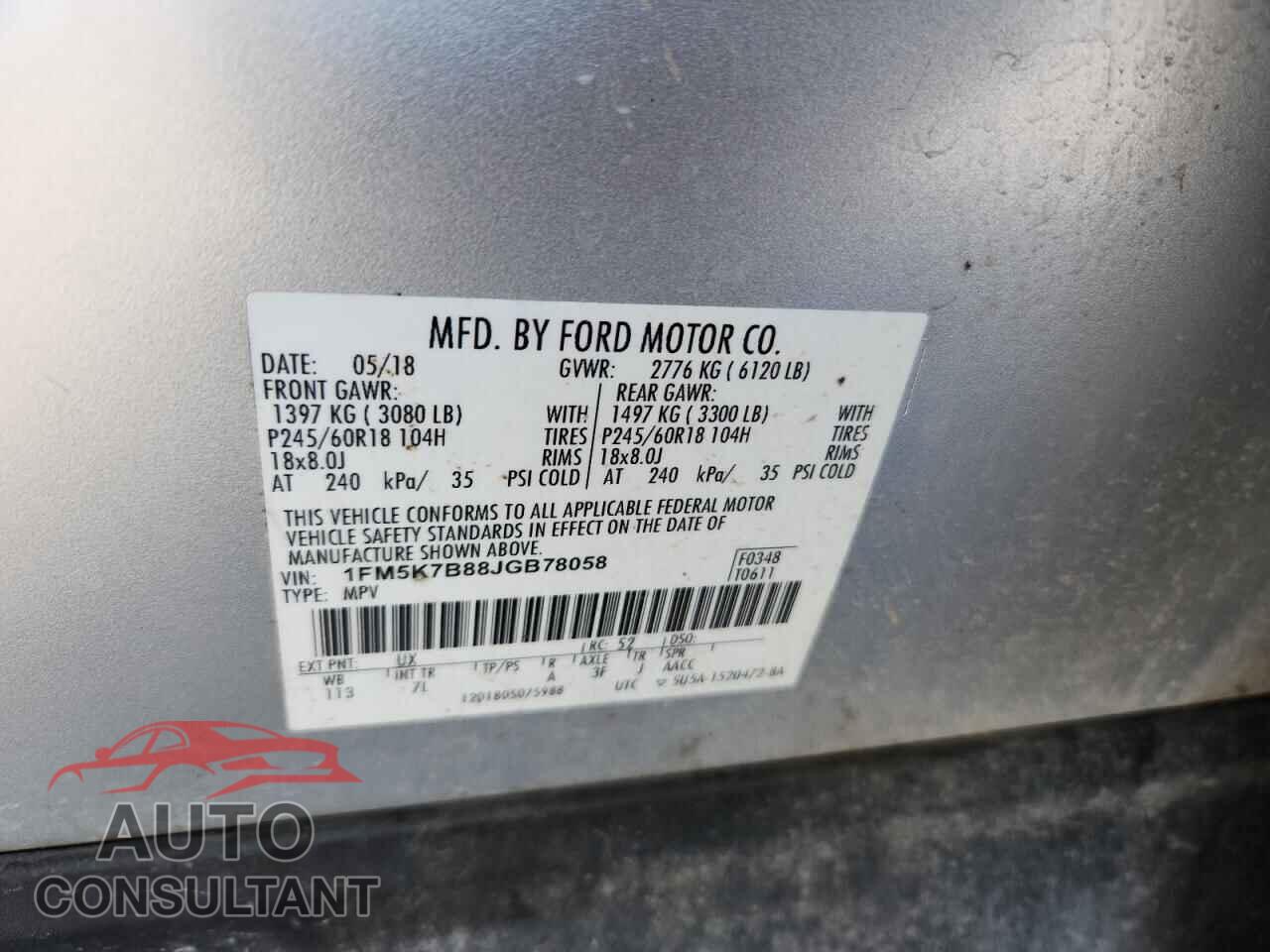 FORD EXPLORER 2018 - 1FM5K7B88JGB78058