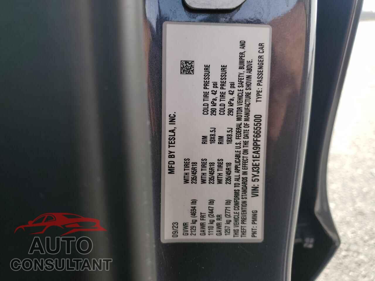 TESLA MODEL 3 2023 - 5YJ3E1EA9PF665500