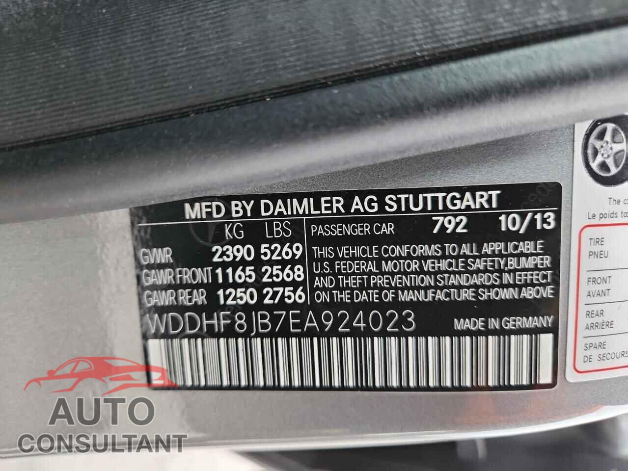 MERCEDES-BENZ E-CLASS 2014 - WDDHF8JB7EA924023