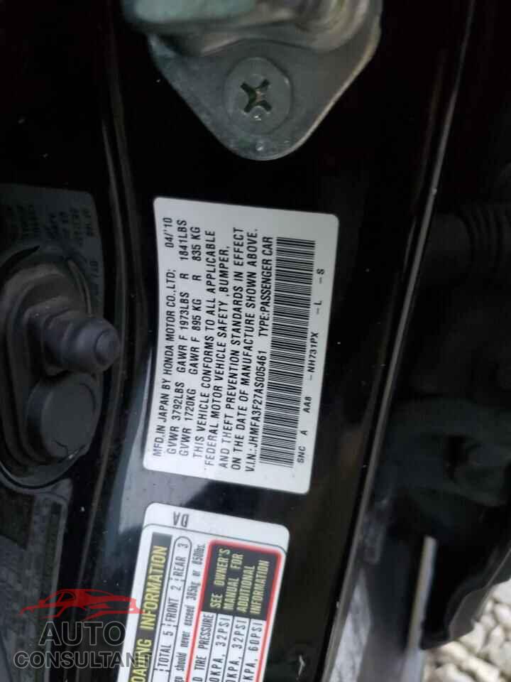 HONDA CIVIC 2010 - JHMFA3F27AS005461