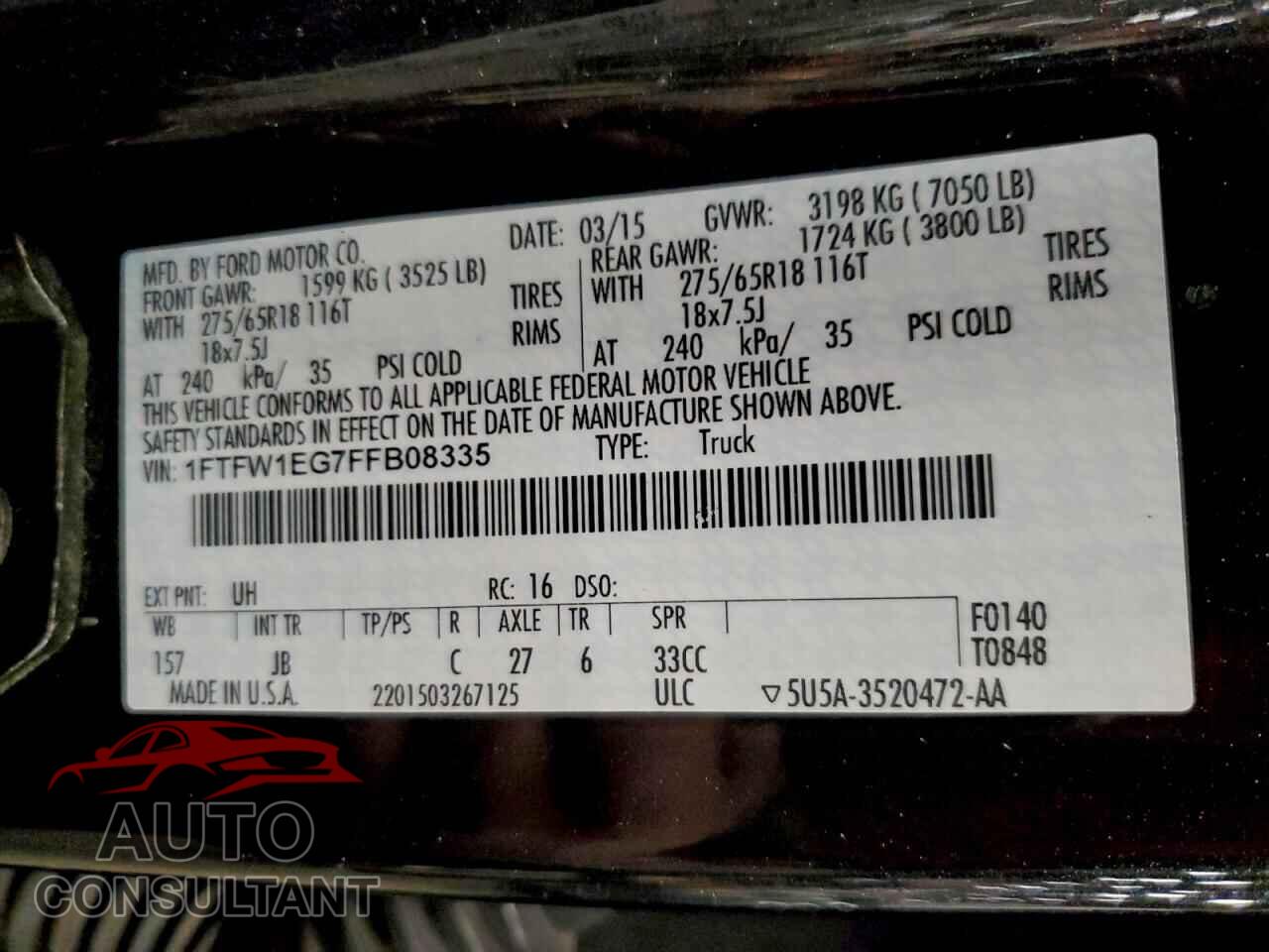 FORD F-150 2015 - 1FTFW1EG7FFB08335