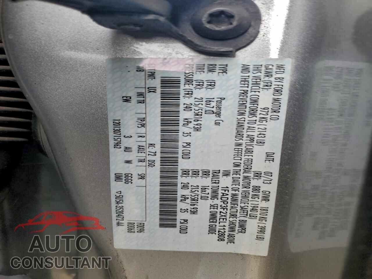 FORD FOCUS 2014 - 1FADP3F2XEL112808