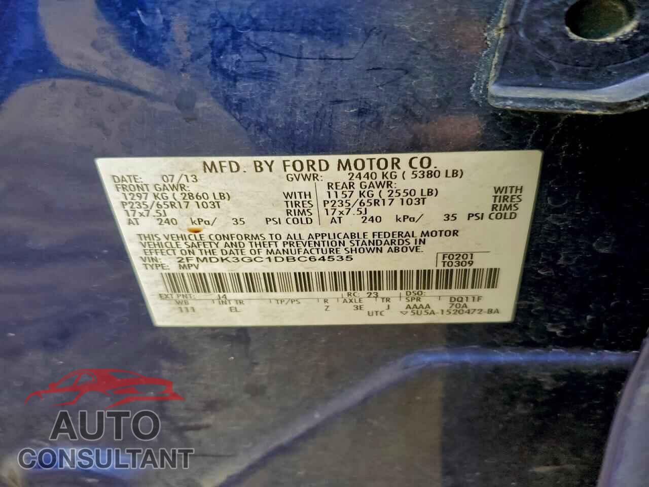 FORD EDGE 2013 - 2FMDK3GC1DBC64535