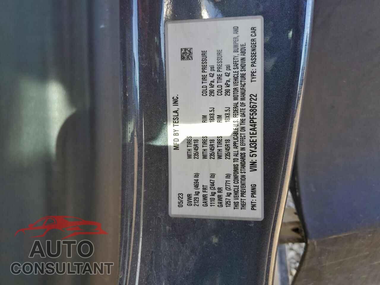 TESLA MODEL 3 2023 - 5YJ3E1EA4PF586722
